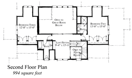 House Plan 73876 Second Level Plan