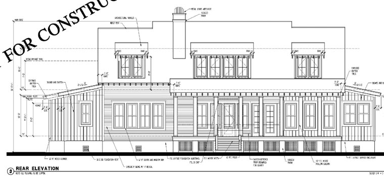 Country Historic Rear Elevation of Plan 73876