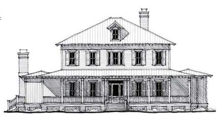 Country Historic Elevation of Plan 73877