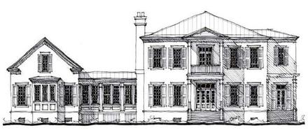 Country Historic Elevation of Plan 73879