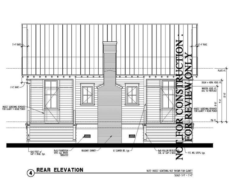 Country Historic Rear Elevation of Plan 73887
