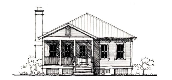 Country, Historic Plan with 1022 Sq. Ft., 2 Bedrooms, 2 Bathrooms Elevation