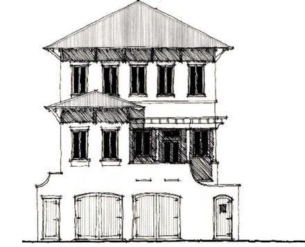 Country Historic Elevation of Plan 73892