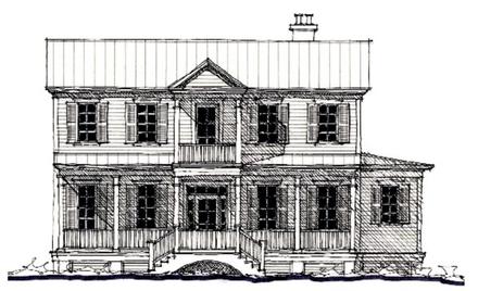 Country Historic Elevation of Plan 73893