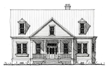 Country Historic Elevation of Plan 73907