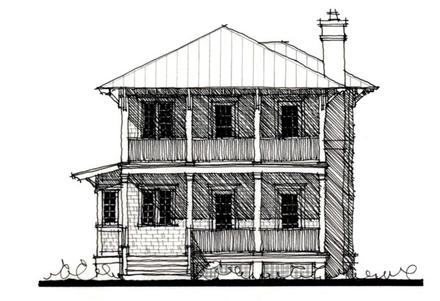 Country Historic Elevation of Plan 73912