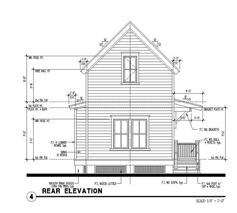 Country Historic Rear Elevation of Plan 73917