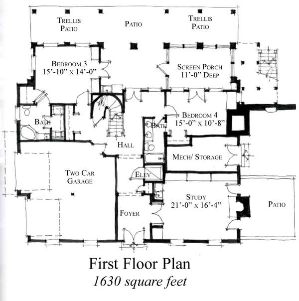 Country Historic Southern Level One of Plan 73921