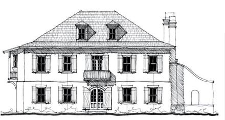 Country Historic Southern Elevation of Plan 73921