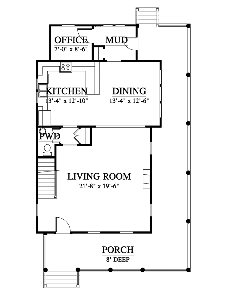 Colonial Southern Traditional Level One of Plan 73940