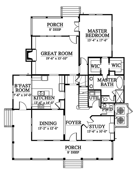 House Plan 73943 First Level Plan