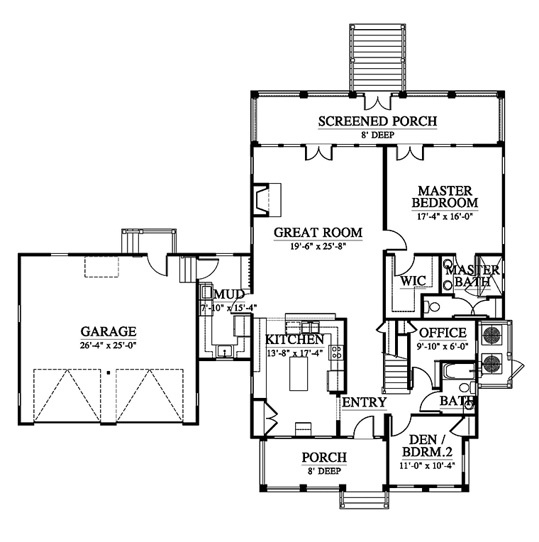 Country Southern Traditional Level One of Plan 73944