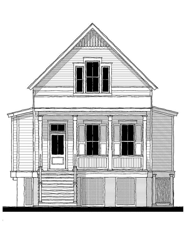 Coastal, Country, Southern, Traditional Plan with 1906 Sq. Ft., 3 Bedrooms, 3 Bathrooms Picture 2