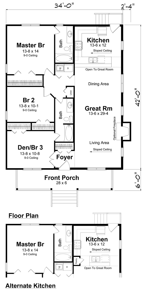 Bungalow Cottage Country Traditional Level One of Plan 74001