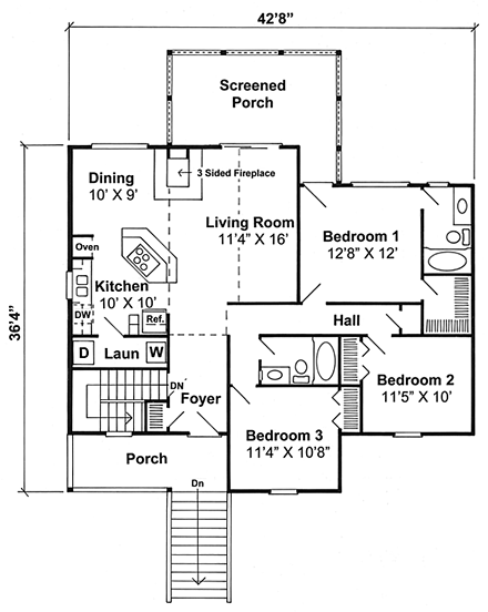 House Plan 74006 First Level Plan