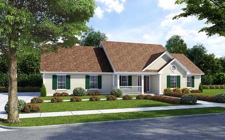 Country Ranch Traditional Elevation of Plan 74007