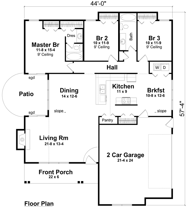House Plan 74009 Level One