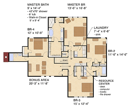 House Plan 74012 Second Level Plan
