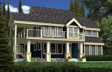 Contemporary Craftsman Traditional Elevation of Plan 74016