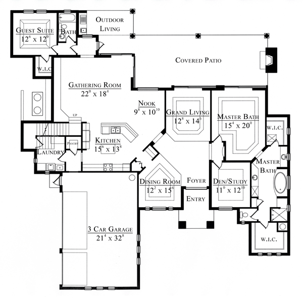 Plan 74221 | Mediterranean Style with 4 Bed, 4 Bath, 3 Car Garage