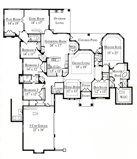 House Plan 74237 First Level Plan