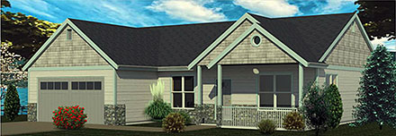 Country Craftsman Traditional Elevation of Plan 74305