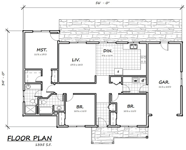 Cottage Country Ranch Level One of Plan 74307