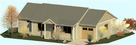 Cottage Country Ranch Elevation of Plan 74307