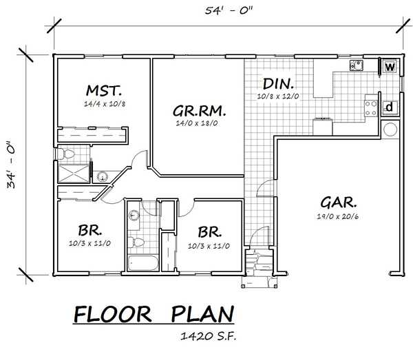 Cottage Ranch Level One of Plan 74308