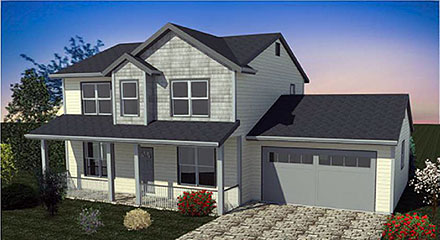 Colonial Country Farmhouse Traditional Elevation of Plan 74312