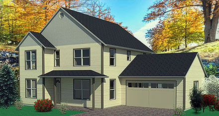 Cape Cod Country Farmhouse Traditional Elevation of Plan 74317