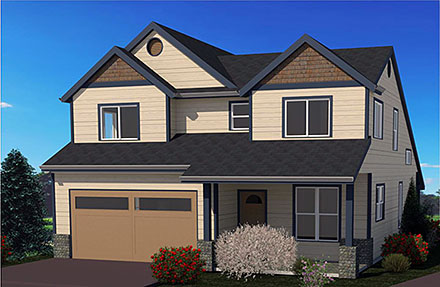 Country Craftsman Traditional Elevation of Plan 74329