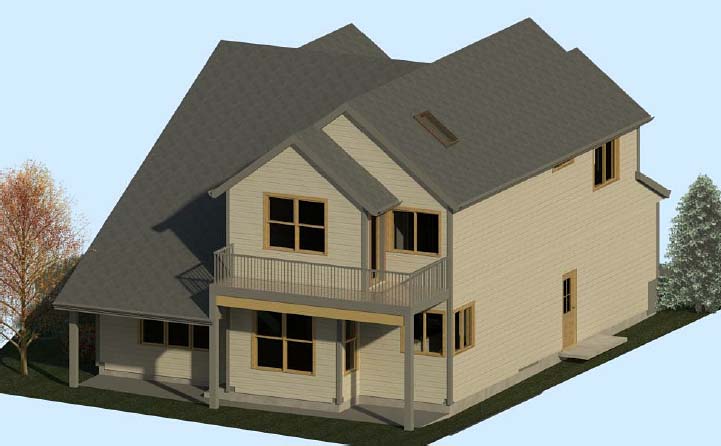 Country Craftsman Traditional Rear Elevation of Plan 74329