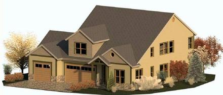 Country Craftsman Traditional Elevation of Plan 74340