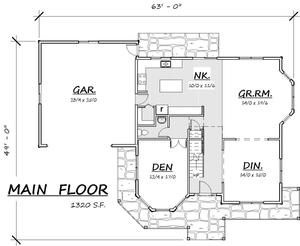 Country Farmhouse Victorian Level One of Plan 74343