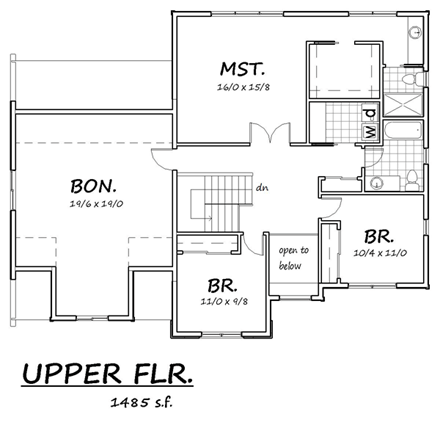 House Plan 74344 Second Level Plan