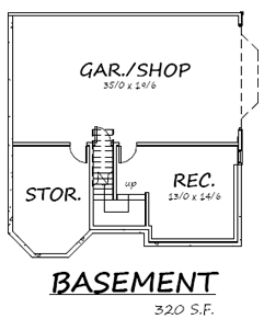 Country Farmhouse Lower Level of Plan 74345