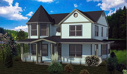 Country Farmhouse Elevation of Plan 74345