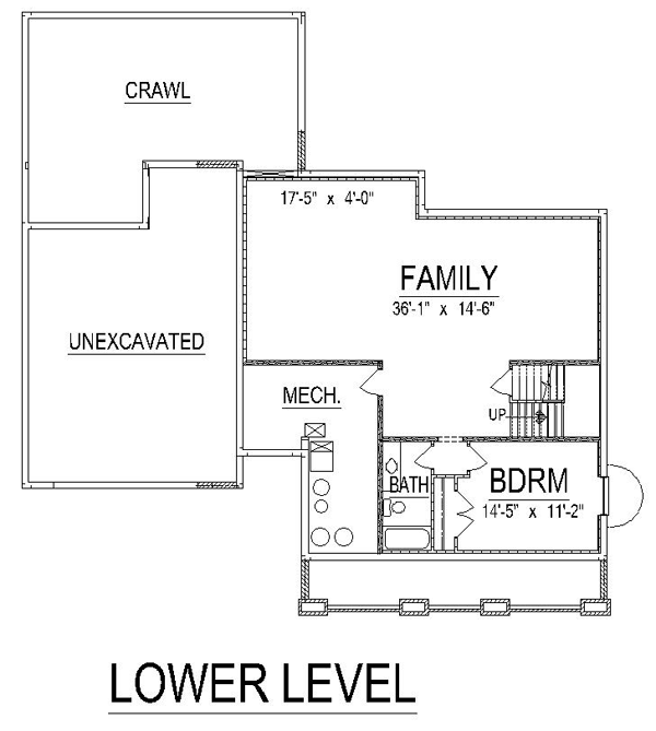 Craftsman Lower Level of Plan 74418