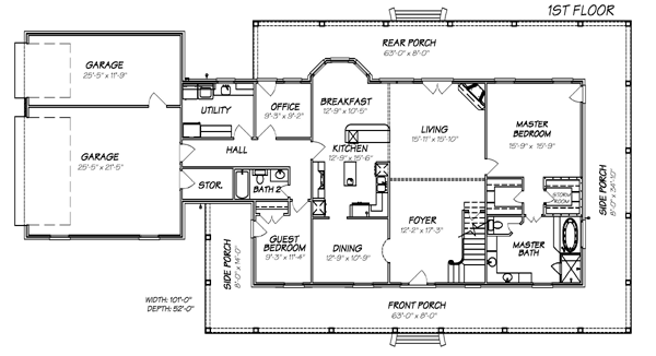 Country Farmhouse Level One of Plan 74613