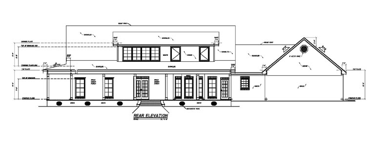 Country Farmhouse Rear Elevation of Plan 74613