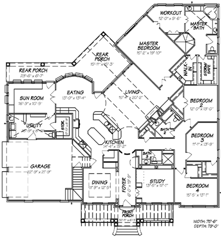 House Plan 74629 First Level Plan