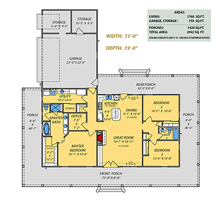 House Plan 74632 First Level Plan