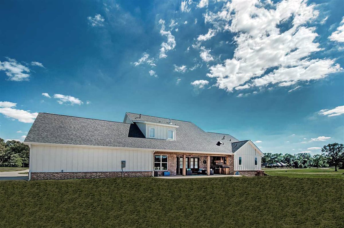 Country, Farmhouse, French Country House Plan 74635 with 5 Beds, 4 Baths, 3 Car Garage Rear Elevation