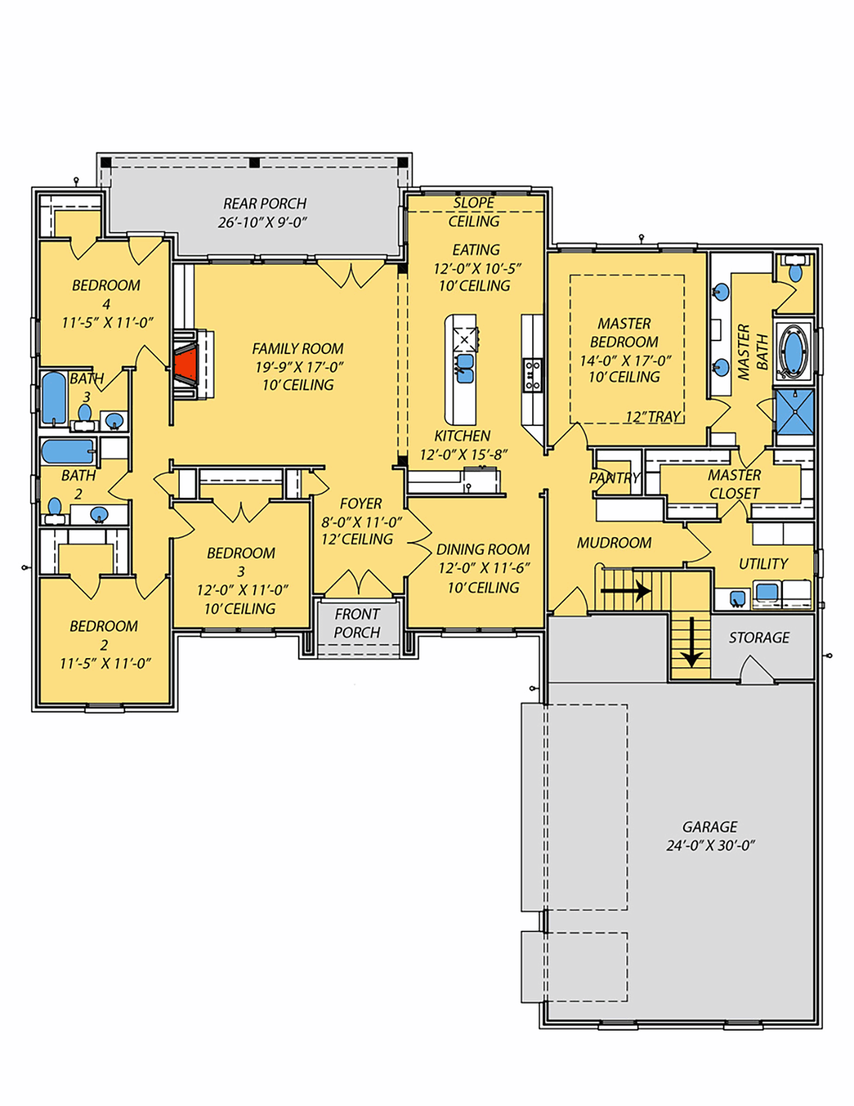 4 Bedroom House Plans One Story Rectangular