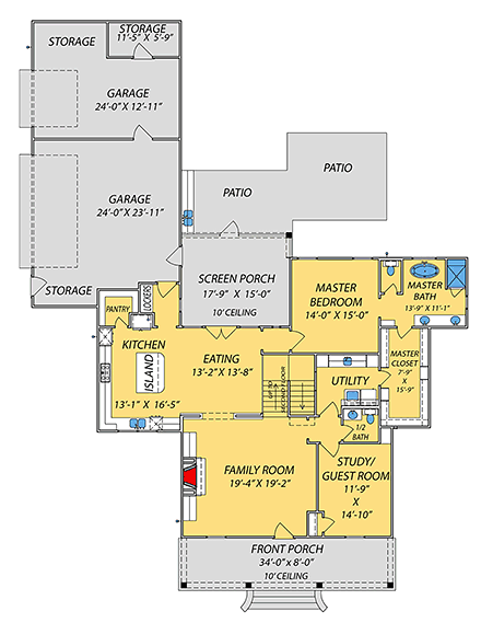 House Plan 74644 First Level Plan