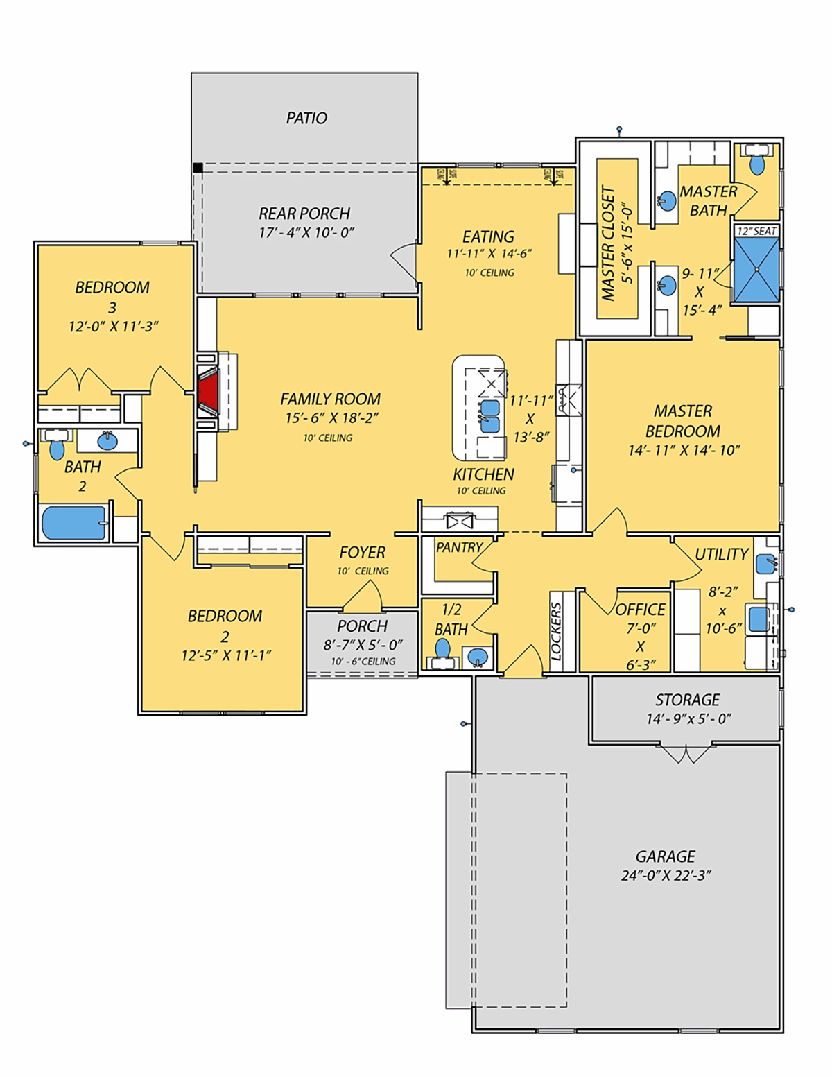 Cottage Traditional Level One of Plan 74652