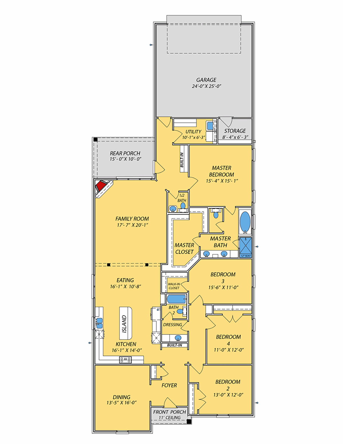 Craftsman Narrow Lot Traditional Level One of Plan 74654