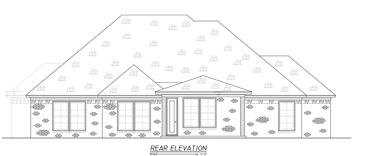 French Country Traditional Rear Elevation of Plan 74658