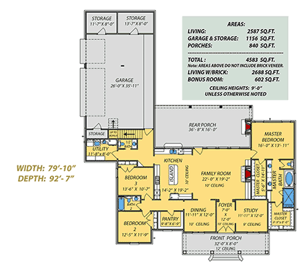 House Plan 74662 First Level Plan